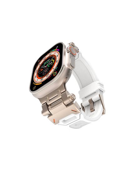 zore ساعة Ultra 49mm CLO KRD-108 سيليكون برأس معدني - ضوء النجوم باللون الأبيض