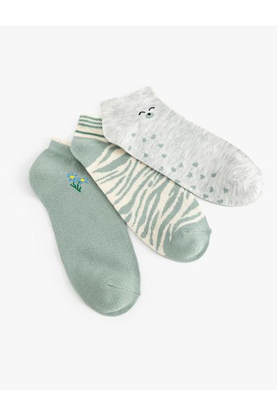 Koton Set de 3 șosete multicolore cu model zebră