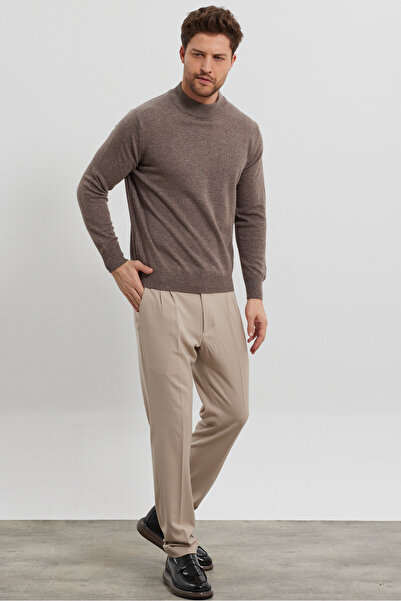 Livio Ferri Ανδρικό μάλλινο πλεκτό πουλόβερ με κανονική εφαρμογή με μισό ζιβάγκο