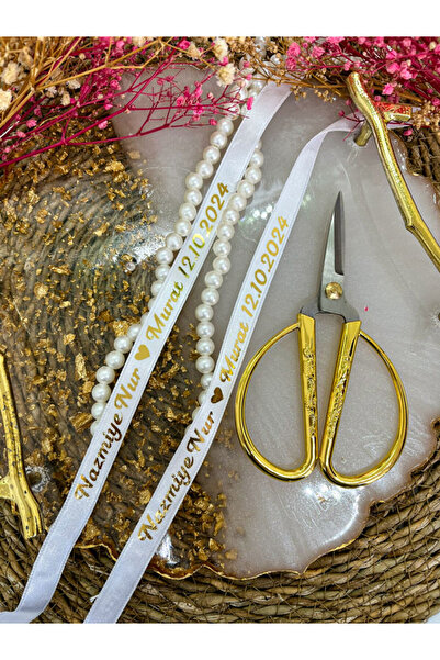 imzatasarım Dökülen Incili Isimli Söz Ve Nişan Kurdelesi Beyaz Kırmızı