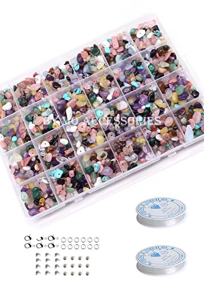 By MO Accessories 24 Bölmeli Kutuda Mix  Çakra Doğal Taş Kırık Taşlarla Takı ...
