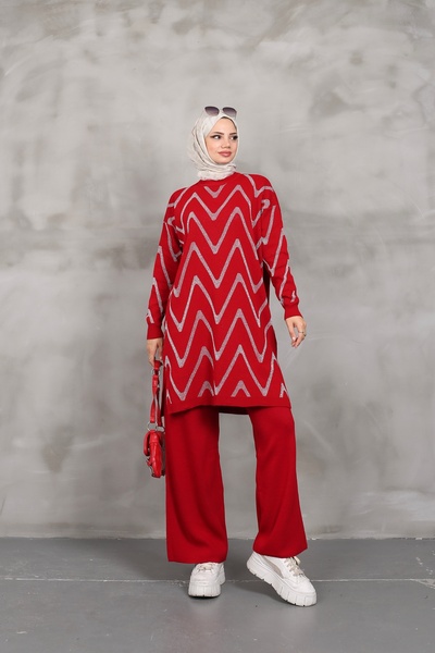 MODA Glittery Knitwear Tunic Trousers Set