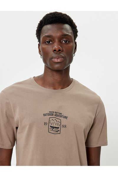 Koton Cotton Short Sleeve Slogan Printed Crew Neck T-Shirt