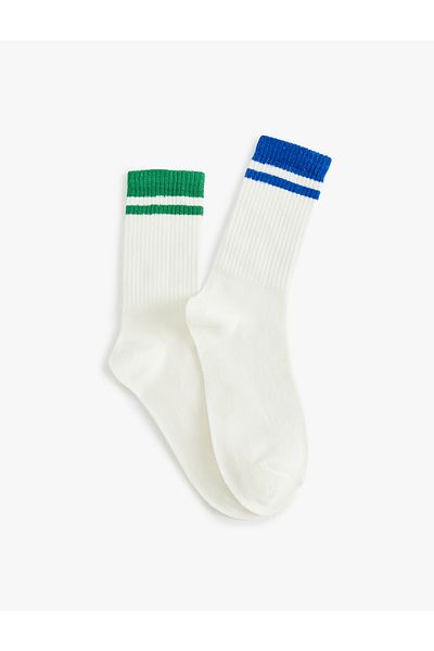 Koton Pachet de 2 șosete de tenis colorate - cu detaliu dungi