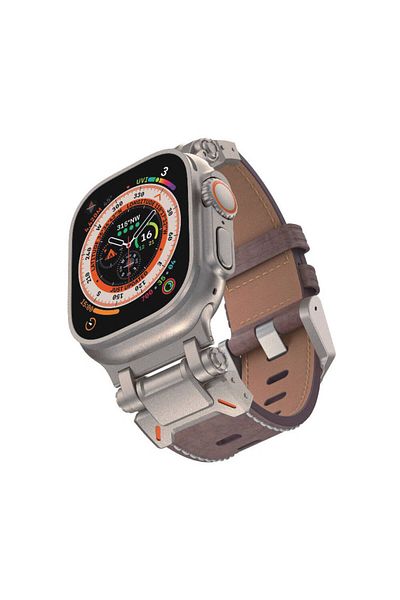 zore Watch 44mm Clo- Krd-114 Faux Leather Band with Metal Head-Dark Brown
