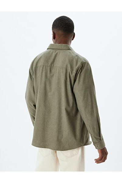 Koton Μακρυμάνικο βαμβακερό πουκάμισο Classic - Λεπτομέρεια τσέπης