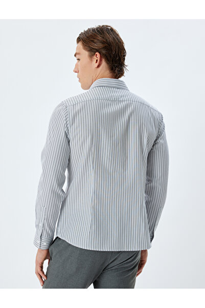 Koton Slim Fit Gömlek Yarım İtalyan Yaka Uzun Kollu Pamuk Karışımlı