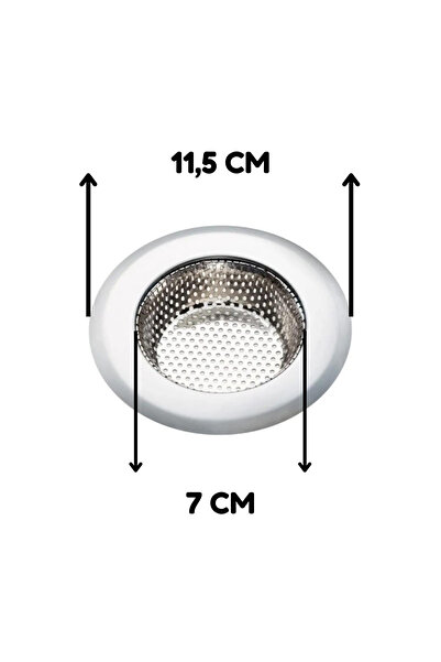 Kitchen Design Lab 3 Adet - 11.5 Cm Büyük Boy Paslanmaz Çelik Lavabo Süzgeci - Evye Süzgeci 11.5 Cm