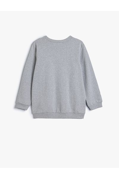 Koton Skateboard Printed Raised Sweatshirt - Crew Neck
