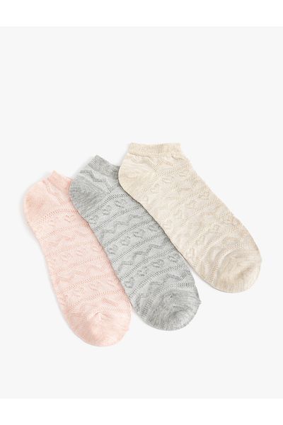 Koton Set de 3 șosete papuci cu textura multicoloră
