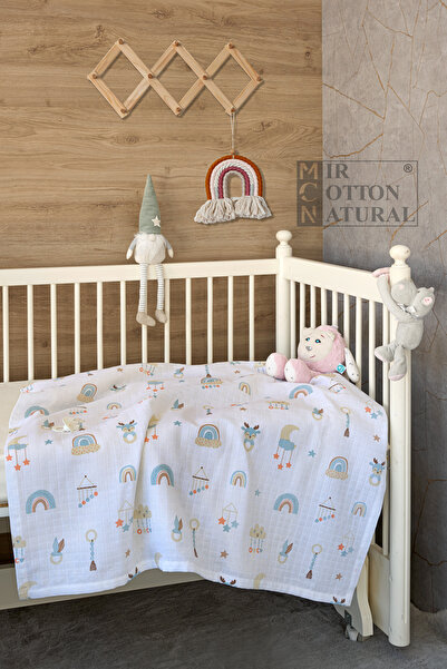 MirCotton بطانية أطفال حديثي الولادة - 100% قطن، غطاء موسلين، 80x90