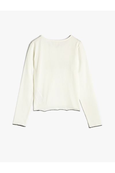 Koton Slogan Printed Long Sleeve Cotton T-Shirt
