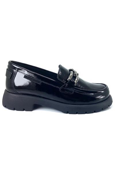 Mammamia D25Ka-3235 Black Patent Leather Loafer Women's Shoes