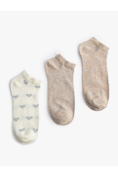 Koton Set de 3 șosete cu papuci inimioare - Multicolor