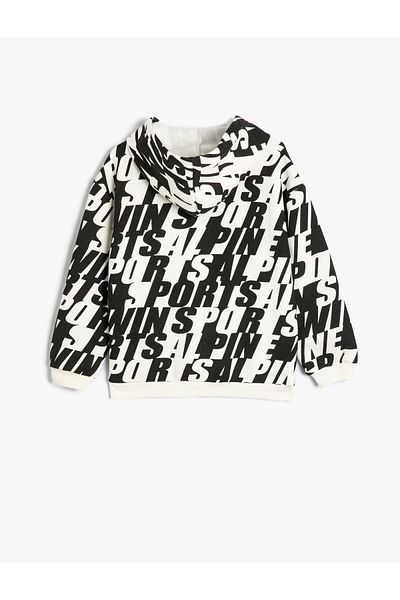 Koton Patterned Long Sleeve Hooded Sweatshirt