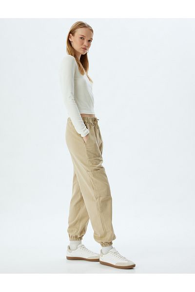 Koton Slim Fit Jogger Pants with Cargo Pocket and Lace-up Waist