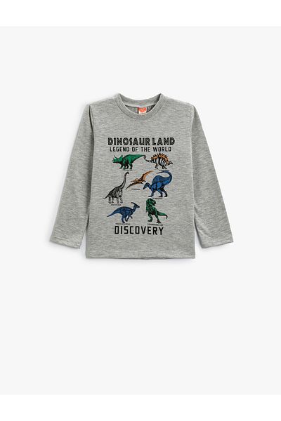 Koton Dinosaur T-Shirt Long Sleeve Crew Neck
