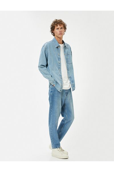 Koton Τζιν με κουμπιά Standard Waist Cotton Loose Fit - Steve Jean