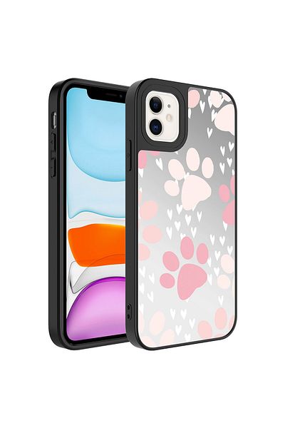 zore iPhone 12 Compatible Mirror Patterned Camera Protected Glossy Zore Mirror Case-Nsmi