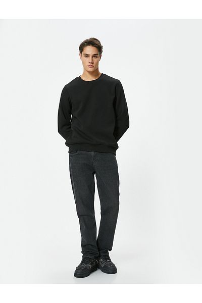 Koton Crew Neck Long Sleeve Raised Sweatshirt - Basic Model