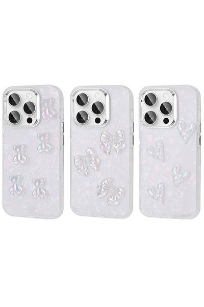 zore iPhone 15 Pro Max Compatible Silicone Case with Embossed Figure Shiny Zore Eralli-Heart