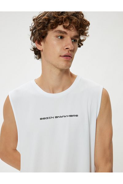Koton Crew Neck Sleeveless Sports Undershirt - Back Printed