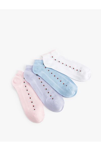Koton Set de 4 șosete papuci colorați cu model floral