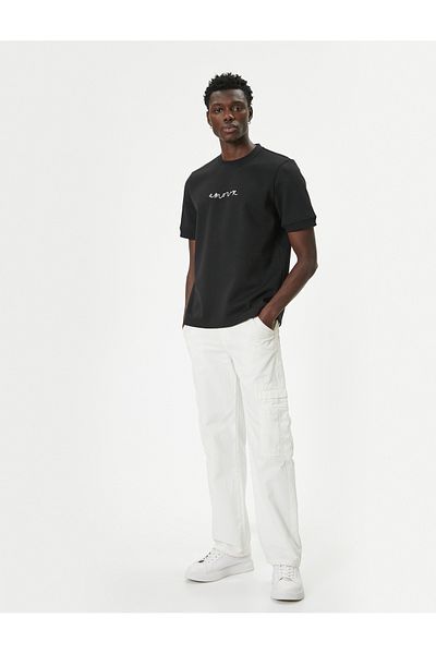 Koton Μπλουζάκι με λαιμόκοψη Crew Cotton Blend - Κοντομάνικο Oversize T-Shirt