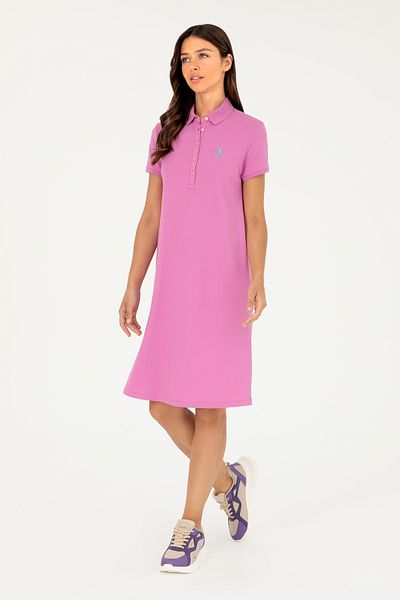 U.S. Polo Assn. Women's Pink Polo Neck Mini Length Knitted Dress 50280038-Vr037