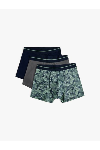 Koton Palm Tree Printed 3-Piece Boxer Set - Multi Color