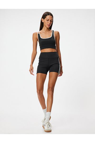 Koton High Waist Trim Short Leggings Slim Fit Sports Interlock