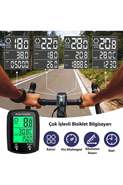 DUHALINE Bisiklet Hız Göstergesi Kilometre Sayacı Su Geçirmez Dijital Bisiklet Yol Bilgisayarı-19 Fonksiyonlu