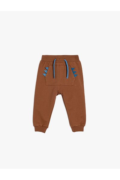 Koton Cotton Jogger Sweatpants - Applique Detailed and Waist Tied