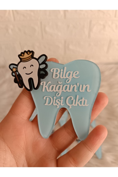Doğrukan Hediyelik 10 adet diş şeklinde pleksi magnet mavi renk yenidoğan doğ...