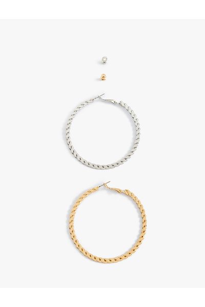 Koton Set of 4 Twisted Hoop and Ball Earrings