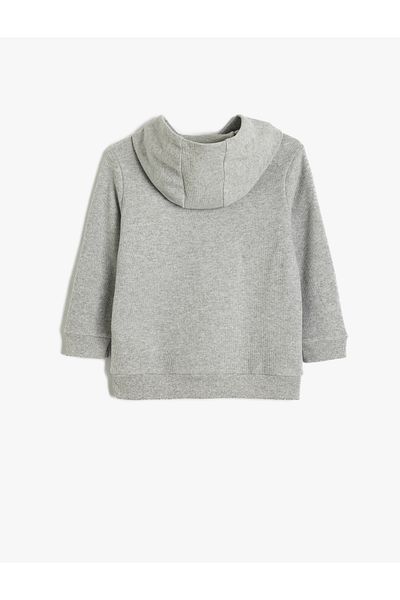 Koton Long Sleeve Crew Neck Textured Hooded Sweatshirt