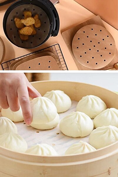 AYLA STAND Air Fryer Baking Paper - 150 Pieces Round Holes, Oil-Proof Model