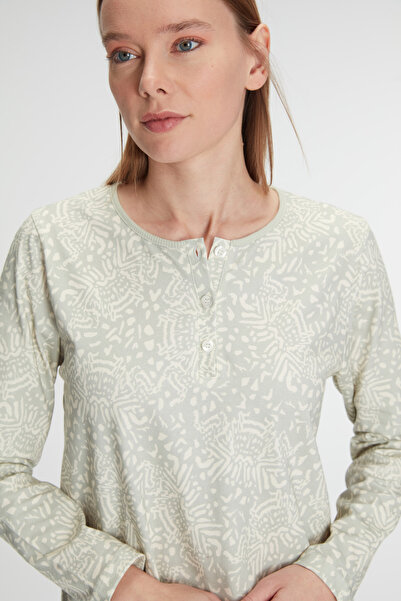 Anıl 11296 Women's Cotton Long Sleeve Nightgown