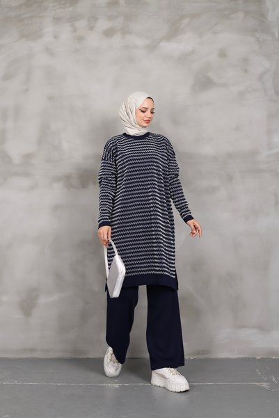 MODA Glittery Knit Tunic Trousers Set