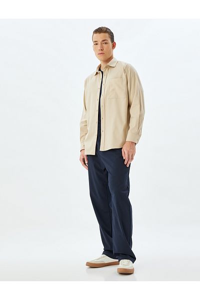 Koton Long Sleeve Cotton Blended Classic Shirt - Pocket Detail