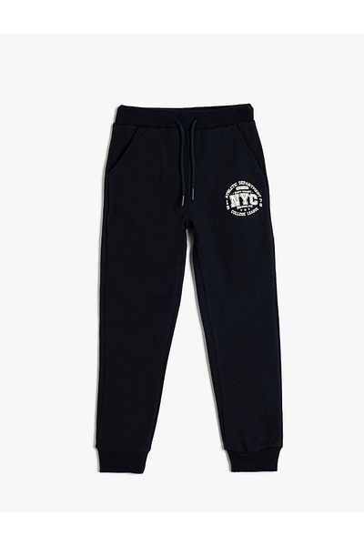 Koton Jogger Sweatpants Tie-Up Waist Print Λεπτομερείς τσέπες Raster