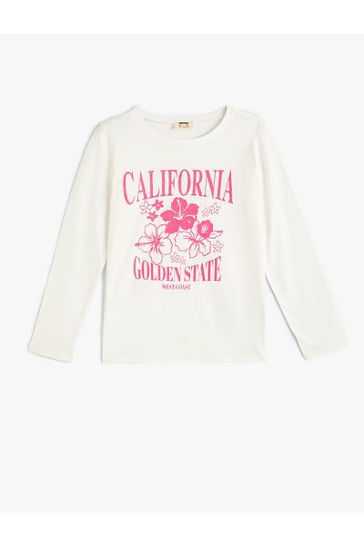 Koton Cotton Long Sleeve Floral Printed Crew Neck T-Shirt