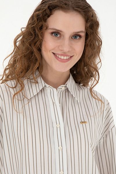 U.S. Polo Assn. Cămașă de damă cu mânecă lungă culoare piatră - 50279792 -VR049