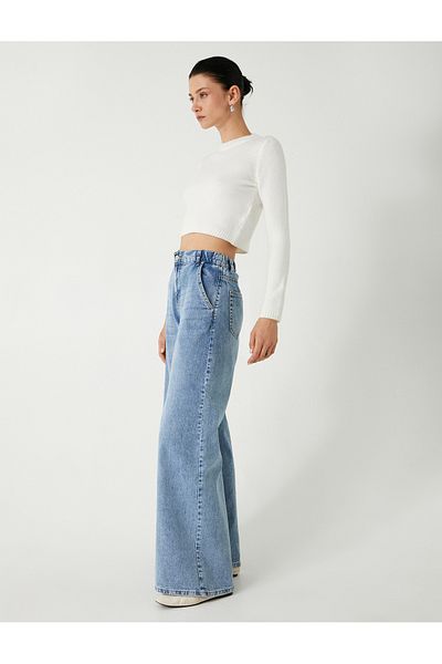 Koton Lightweight Stand Collar Crop Knitwear Sweater