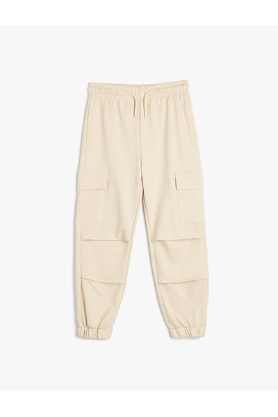 Koton Oversize Cotton Blended Sweatpants - Layer Detailed, Waist Lace-up and Cargo Pocket