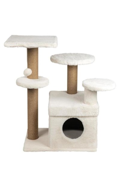 Fauna Pet Supplies Cm Kedi Oyun Evi Ve Tırmalama Platformu Beyaz (87cm)