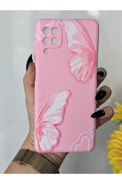 Magic Ring Samsung Galaxy A12 / M12 Uyumlu İçi Kadife Lansman Kelebek Baskılı...