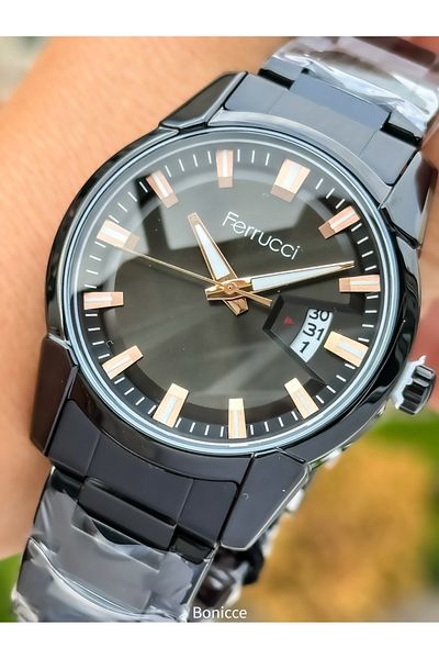 Ferrucci Brand Functions Active Silver Color Steel Cord Men's Wrist Watch + Rosary Bracelet