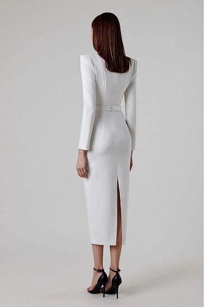 bontesel Midi Length White Wedding Dress Engagement Dress White Evening Dress