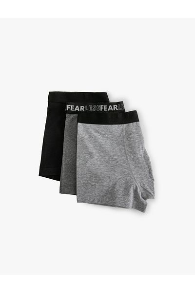 Koton Βαμβακερό Σετ Boxer 3 τεμαχίων - Σλόγκαν εμπριμέ και πολύχρωμο
